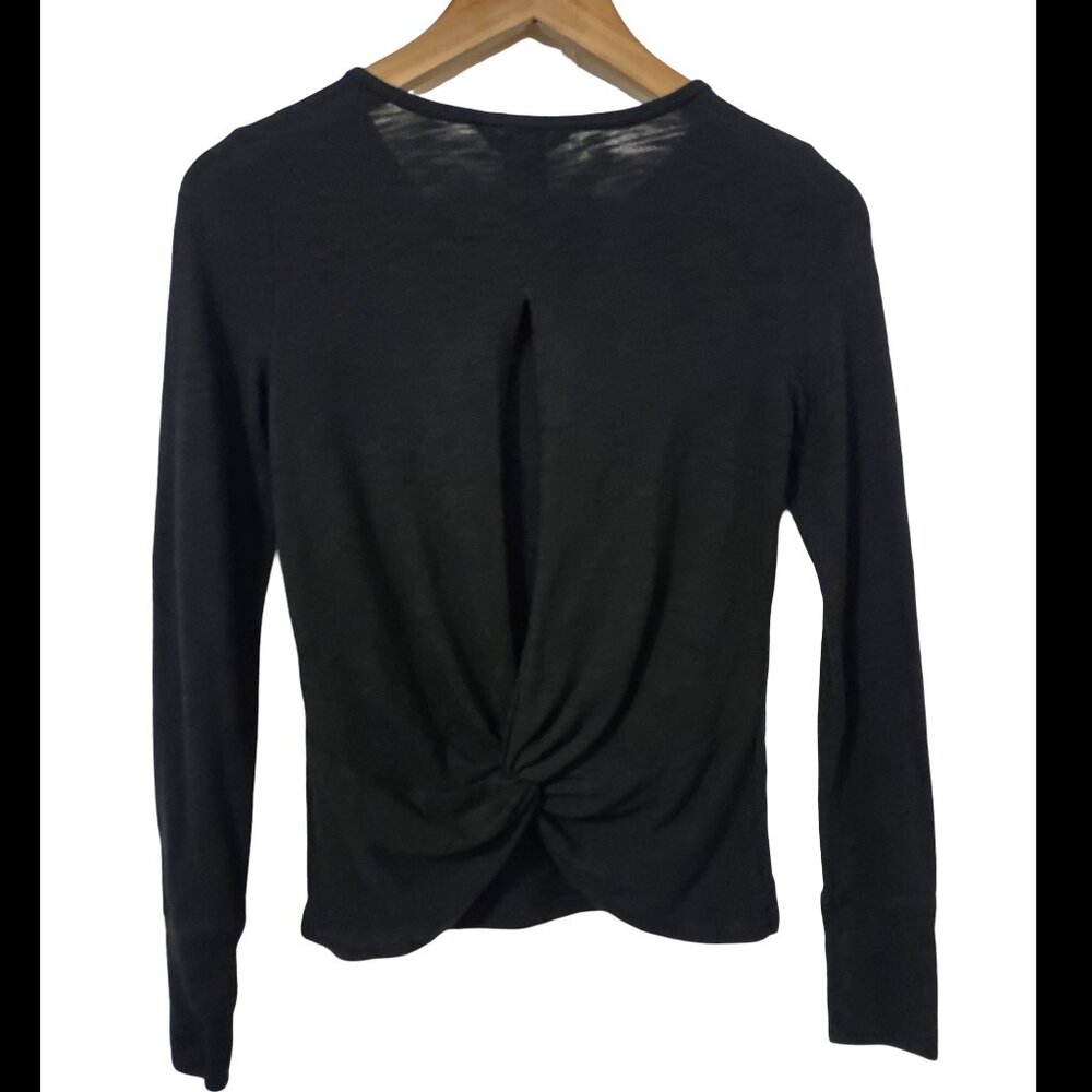 Banana Republic Heather Black Twist Keyhole Top XXS
